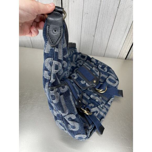 Marc Jacobs Logo Denim Multi-Pocket Hobo Bag Classic Style Shoulder Bag - Picture 5 of 11